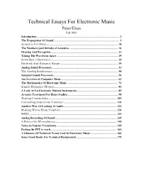 Technical Essays for Electronic Music Peter Elsea Fall 2002 Introduction