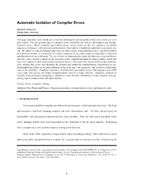 Automatic Isolation of Compiler Errors