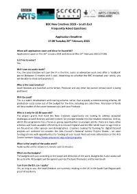 BBC New Creatives 2020 – South East Frequently Asked Questions