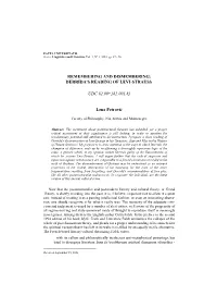 Derrida's Reading of Levi-Strauss Udc 82.09+