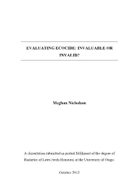 Evaluating Ecocide: Invaluable Or Invalid?