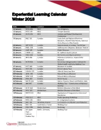 Experiential Learning Calendar Winter 2018