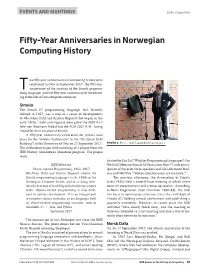 Fifty-Year Anniversaries in Norwegian Computing History