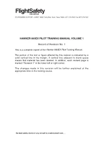 Hawker 800EX PTM Volume 1 Revision 1