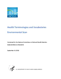 Report-Health Terminologies and Vocabularies Environmental Scan
