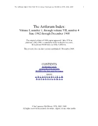 The Artforum Index: Volume I, Number 1, Through Volume VII, Number 4 June 1962 Through December 1968