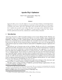 Apache Pig's Optimizer