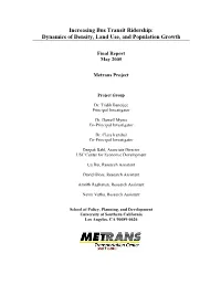 Increasing Bus Transit Ridership: Dynamics of Density, Land Use, and Population Growth
