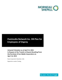 Postmedia Network Inc. DB Plan for Employees of Osprey