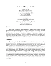 Protection of Privacy on the Web