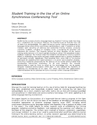 Student Training in the Use of an Online Synchronous Conferencing Tool