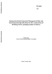 Summarized Environmental Management Plan and Environmental Specifications for Re-Construction of Drinking Water Pumping Station in Dobrac Public Disclosure Authorized