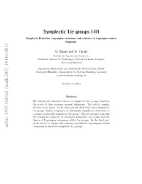 Symplectic Lie Groups I-III
