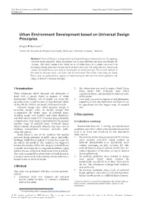Urban Environment Development Based on Universal Design Principles
