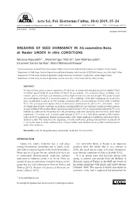 2019, 15–24 BREAKING of SEED DORMANCY in Iris Suaveolens