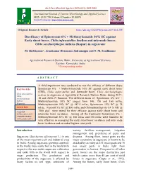 Bioefficacy of Spinetoram 6% + Methoxyfenozide 30% SC Against Early Shoot Borer, Chilo Infuscatellus Snellen and Internode Bore