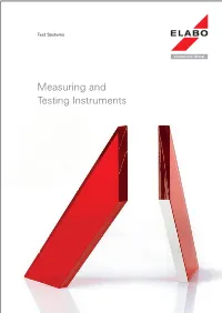 Measuring and Testing Instruments Testing Instruments Measuring and Test Systems Intelligent Modularity Elabo Test Equipment for Safety and Functionality Tests