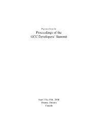 Proceedings of the GCC Developers' Summit