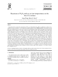Reactions of N 2 O 4 with Ice at Low Temperatures on the Au(111) Surface