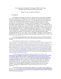 Unconventional Investigative Techniques in White Collar Cases: Wiretaps, Search Warrants, and Sting Operations