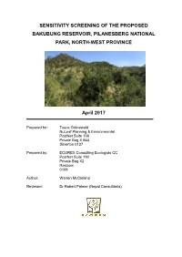 Bakubung Reservoir Sensitivity Screening