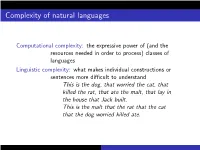 Complexity of Natural Languages