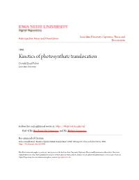 Kinetics of Photosynthate Translocation Donald Boyd Fisher Iowa State University