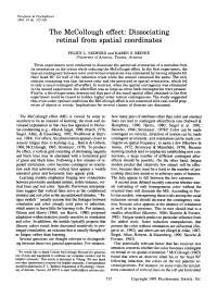 The Mccollough Effect: Dissociating Retinal from Spatial Coordinates