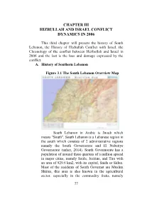 Chapter Iii Hizbullah and Israel Conflict Dynamics in 2006