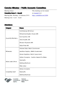 Concise Minutes - Public Accounts Committee