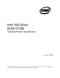 Intel® NUC Board DE3815TYBE Technical Product Specification