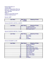 Kansas Crash Data Dictionary, 2005