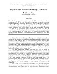 Organizational Structure: Mintzberg's Framework