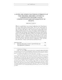 A Guide and Index for Finding Evidence of the Original Meaning of the Us