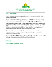 Club of Science Investigators (CSI) Guide for Scout Troops