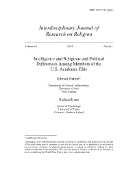 Iqs of Academics in Different Disciplines