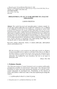 Prolegomena to Any Future History of Analytic Philosophy