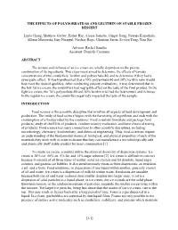 The Effects of Polysorbate-80 and Lecithin on Stable Frozen Dessert