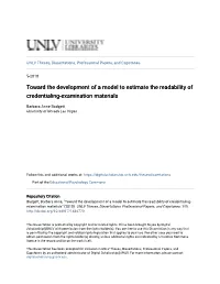 Toward the Development of a Model to Estimate the Readability of Credentialing-Examination Materials