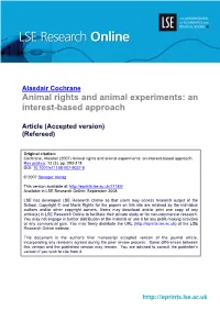 Animal Rights and Animal Experiments: an Interest-Based Approach