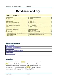 Databases and SQL