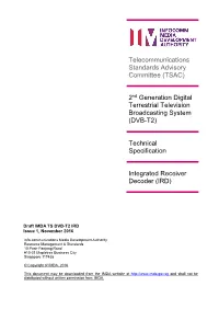 DVB-T2) Technical Specification Integrated Receiver Decoder (IRD