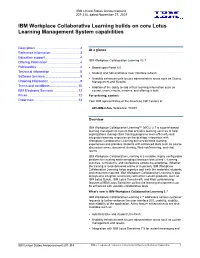 IBM Workplace Collaborative Learning Builds on Core Lotus Learning Management System Capabilities