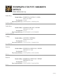 TOMPKINS COUNTY SHERIFFS OFFICE Public Information Log