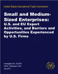 Small and Medium-Sized Enterprises: U.S. and EU Export Activities, and Barriers and Opportunities Experienced by U.S