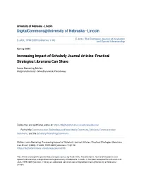 Increasing Impact of Scholarly Journal Articles: Practical Strategies Librarians Can Share