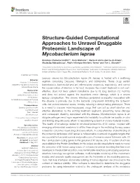 Structure-Guided Computational Approaches to Unravel Druggable Proteomic Landscape of Mycobacterium Leprae