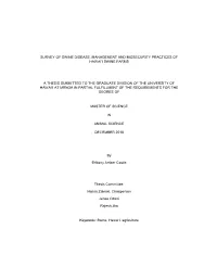 Survey of Swine Disease, Management and Biosecurity Practices of Hawai‘I Swine Farms