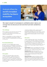 Android Offers the World's Broadest Mobility Hardware Ecosystem
