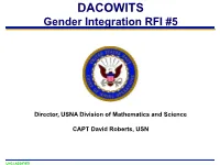 Gender Integration RFI #5